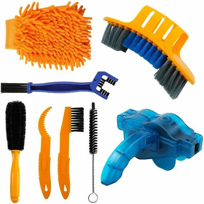 8Pcs Cleaning Tool Brush Kit Bicycle Bike Motorcycle Tire Chain Gear Wash Wheel • $8.51