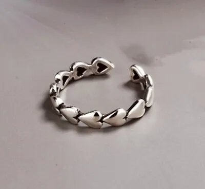 Retro Link Heart Adjustable Ring 925 Sterling Silver Plt Women Jewellery Gift UK • £2.99