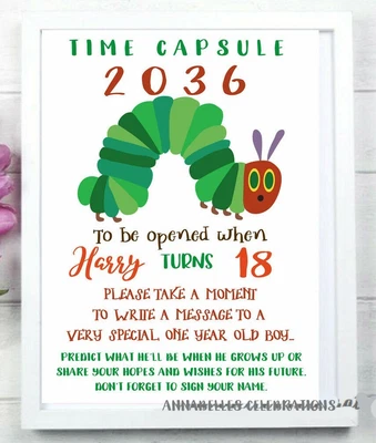£6.33 • Buy Printable Printable Hungry Caterpillar 1st Birthday Time Capsule Invite First