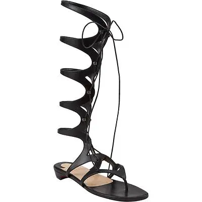 Christian Louboutin GIRAFINA Black Gladiator Knee High Flat Sandals Shoes $1595 • $799.99