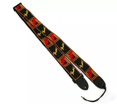 NEW Fender 2  Monogrammed Guitar Strap BLACK/YELLOW/RED #099-0681-500 • $15.27