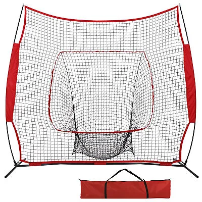 7'×7' Baseball Softball Practice Net Hitting Pitching Net W/Carry Bag Strike Zon • $41.58