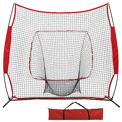 7x7Ft Baseball Softball Practice Batting Training Net W/Carry Bag Strike Zone • $41.58