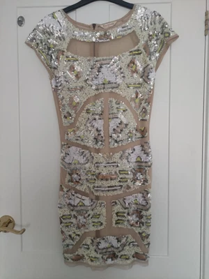 £6 • Buy Miss Selfridge Sequin, Party, Event, Nude, Silver, Dress 10 Excellent Condition 