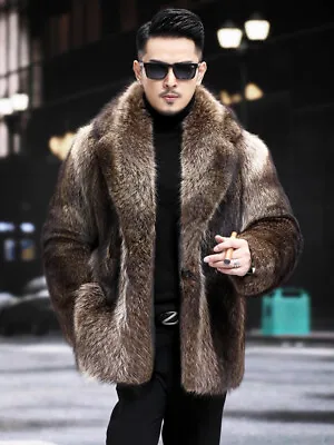 Men's Fur Winter Mid-length Fox Fur One-piece Mink Coat Thickened Velvet Jacket • $255.99