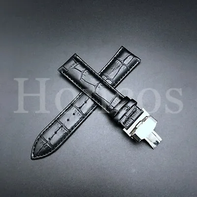 20mm Leather Watch Strap Band Fits For Movado Watch Museum Deployment Clasp Blk • $19.99