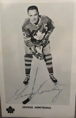 George Armstrong Toronto Maple Leafs Signed 1960s Team Issued Postcard  JSA • $189