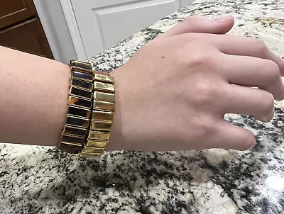 Michael Kors Gold Tone Brown Leather Wrap Around Bracelet • $24.99