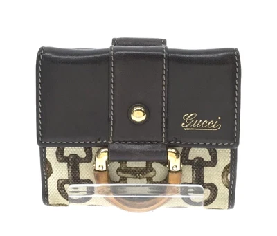 $165.55 • Buy Auth Used GUCCI Purse Cow Horsebit Abbey Leather Wallet Brown K03005 Folding