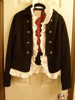 Vintage Havanna Black-Plaid-Removeable Ruffles Jacket-Size Small • $32