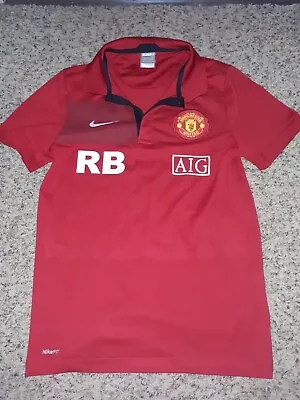 Nike Manchester United AIG Red Athletic Polo Shirt Mens Size Small • $29.20