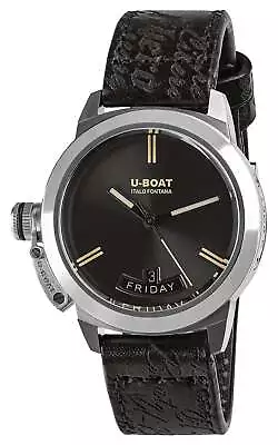 U-Boat Classico Vintage Automatic Steel Gray Leather Day/Date Mens Watch 8891 • $1509