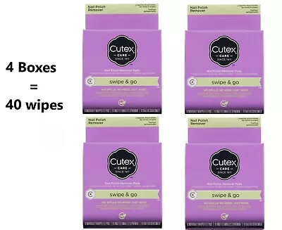 CUTEX Swipe And Go Nail Polish Remover Pads 10 Per Box 4 BOXES = 40 WIPES • $19.95