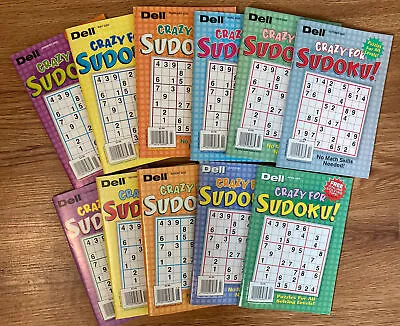 Lot Of 8 Dell Crazy For Sudoku Puzzle Books Easy-Super Challenger UNSORTED  • $22.95