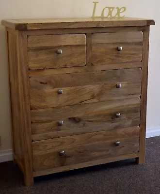 Bedroom Chest Drawers Solid Mango 5 Drawer Odisha Wood Fully Assembled Free Del • £599