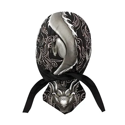 Black Grey Midieval Dragon Platinum Durag Doo Rag Skull Cap Sweatband Biker • $10.95