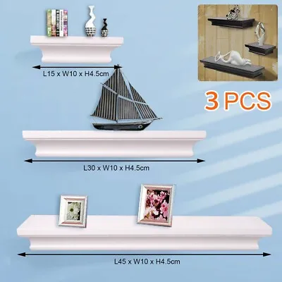 £15.99 • Buy Set Of 3 Floating Wall Shelves Hanging Storage Display Shelf Wall Mounted Décor