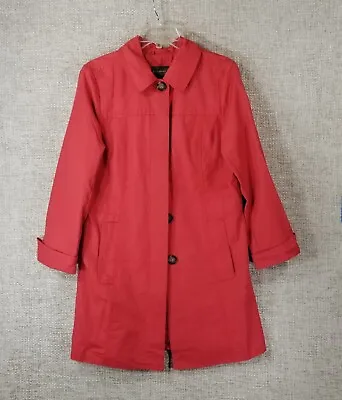 Eddie Bauer Girl On The Go Cotton Blend Trench Coat Rain Jacket Red Women's M • $22