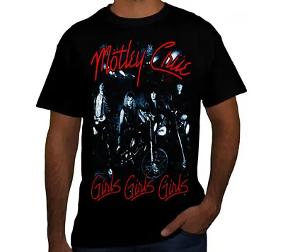 MOTLEY CRUE GIRLS GIRLS GIRLS PUNK ROCK Black T Shirt • $11.99