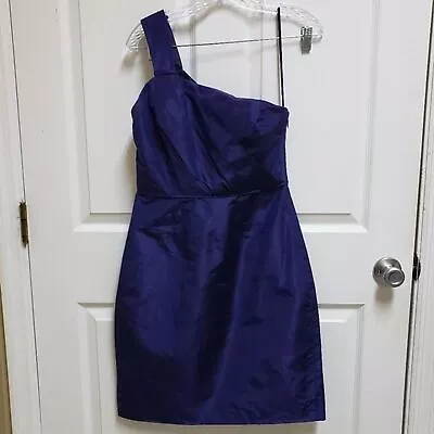 J. Crew Dress Size 6 Blue Silk Taffeta One Shoulder Prom Cocktail Party Wedding • $28.95