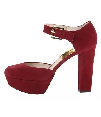 9 1/2 Michael Kors Haven Ankle Strap Cinnabar Womens Platform Suede Shoes • $71.99