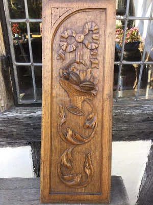 £38 • Buy A Lovely Early Hand Carved Oak Pictorial Panel C1800.
