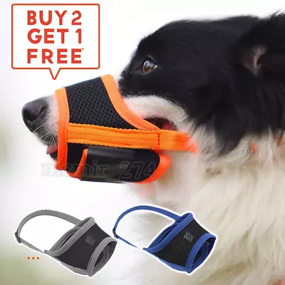 Dog Safety Muzzle Adjustable Breathable Mouth Cover Anti-Barking Biting Chewing • £3.77