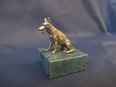 Bronze  Shepherd Dog Metal Miniature Figure  Brass With Marble  Sculpture B • $10