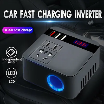 Car Power Inverter Converter Charger Cigarette Lighter Adapter Socket W/Switch • $26