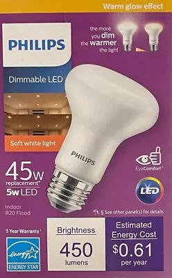 Philips 45-Watt R20 Dimmable Soft White LED Flood Light - 450 Lumens - NEW • $7.49