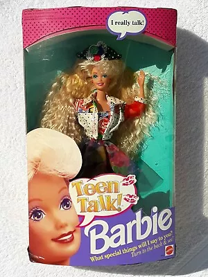 1991 Mattel #5745  Vintage TEEN TALK BARBIE NRFB Blonde Crimped Hair. Untested • $44.99