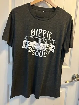 Unbranded Hippie Soul T-Shirt Unisex Size L Gray W/ White Design & Letters (3) • $13.99