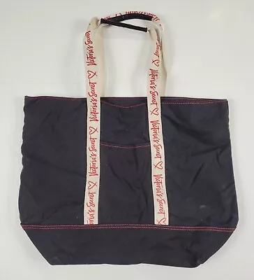 Victorias Secret Black White Straps Zip Top Shopping Tote Bag • $11.99