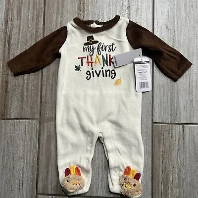 Infant Baby MY FIRST THANKSGIVING Footed Romper • $15.99
