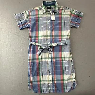 Ralph Lauren Dress Womens 6 Indian Madras Blue White Plaid Tartan Shirtdress • $36