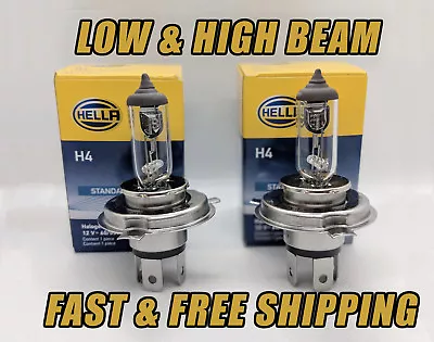 HELLA Headlight Bulbs HIGH & LOW Beam LONG LIFE Set Of 2 9003 H4 Qty Of 2 • $16