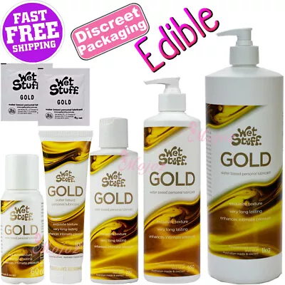 WET STUFF GOLD Personal Lubricant Water Based Lube EDIBLE Sex Toy Condom Safe • $14.95