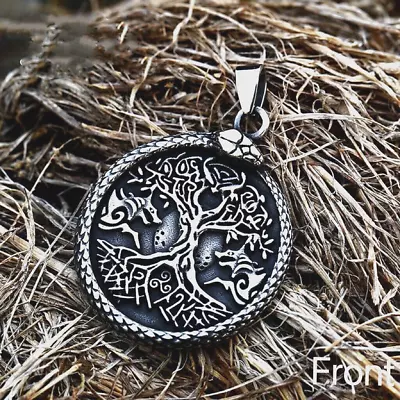 Men's Irish Celtic Tree Of Life Pendant Necklace Stainless Steel Jewelry Gift • $11.99