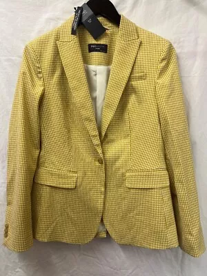 Ladies M&S COLLECTION Slim Fit Blazer Yellow Plaid Brand New Size 8 - CG C27 • £7.99