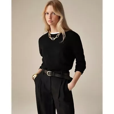 J.Crew Womens Cashmere Classic Fit Crewneck Sweater Black M • $25.49