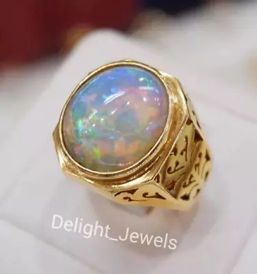 Fire Opal Ring Handicraft Unique 925 Sterling Silver Fire Opal Ring For Men's • $71.94