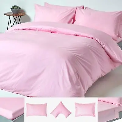 100% Egyptian Cotton Bed Sheets Duvet Cover Pillowcase 200 TC 400 TC Equivalent • £6.99