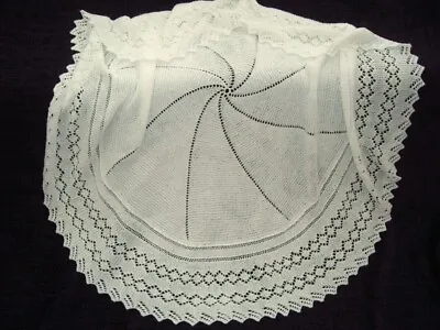 £40 • Buy Baby Shawl Hand Knitted Large Cream Circular In Baby Soft Acrylic