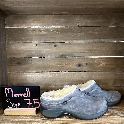 Womens Merrell Encore Ice Gray Suede Comfort Casual Clogs Shoes Size 7.5 M GUC • $34.99