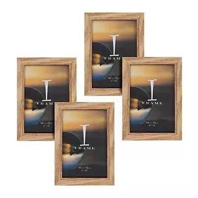 IFrame Set Of 4 Photo Picture Frames Oak Effect Finish 4x6 Inch • £9.97