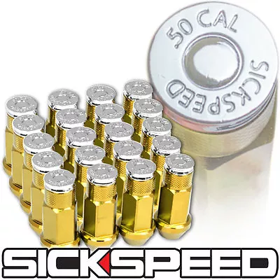 Sickspeed 24 Pc 24k Gold/.50 Cal Bullet Chrome 50mm Lug Nuts Wheels 12x1.25 L13 • $68.75