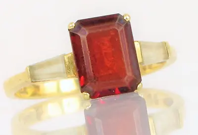 Vintage Designer Signed 14k Yellow Gold Beautiful Red Center Stone Cocktail Ring • $245