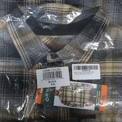 Orvis Men’s Spread Collar Flannel Shirt Black XXL – NEW • $42.80