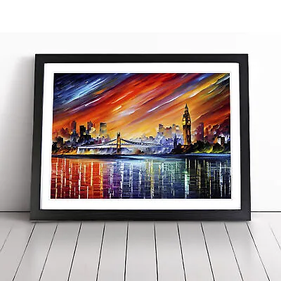 London Skyline Painted Abstract Wall Art Print Framed Canvas Picture Poster • £14.95