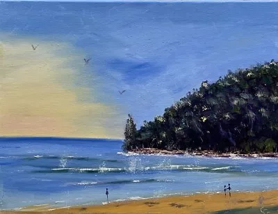 Noosa Beach And Headland Impressionist Seascape Oil Australian Subject • $55